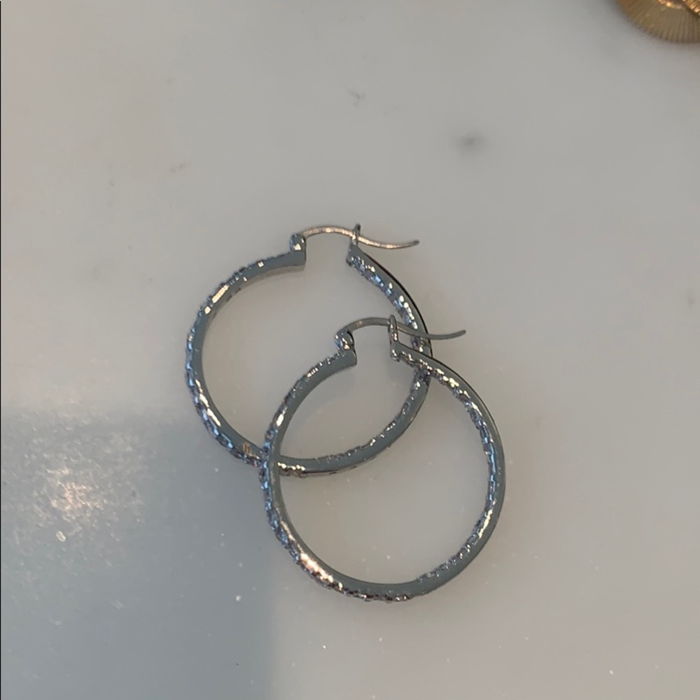 Fake diamond hoop earrings